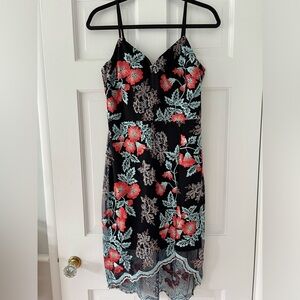 Guess Black Floral Overlay Dress